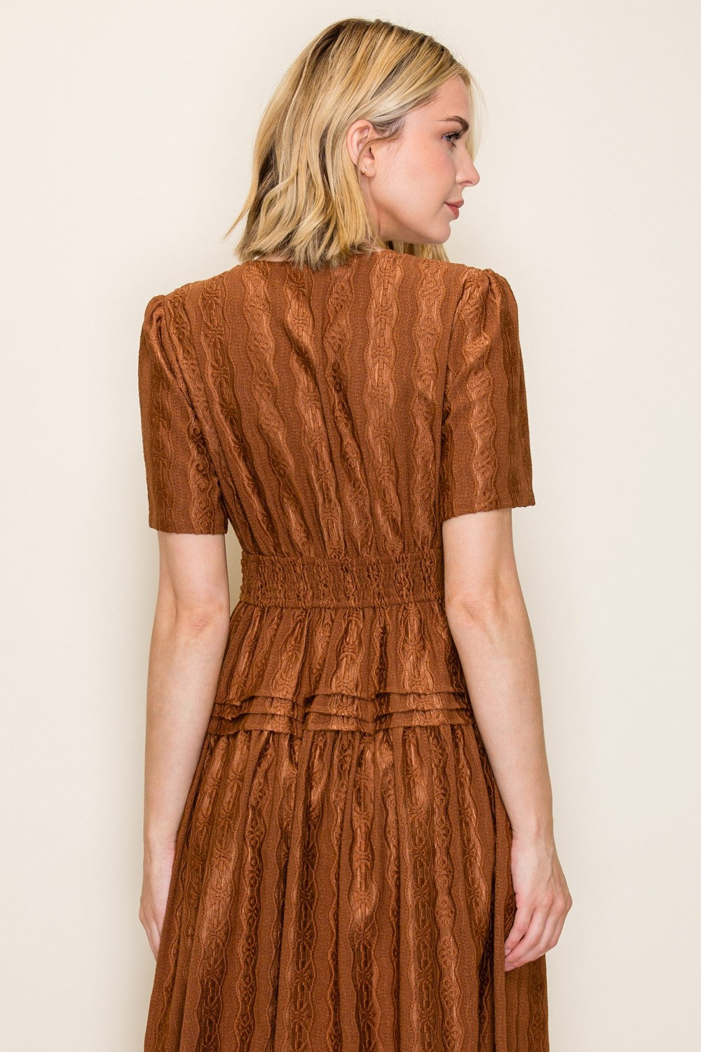 Smocked Waist Tiered Midi Dress