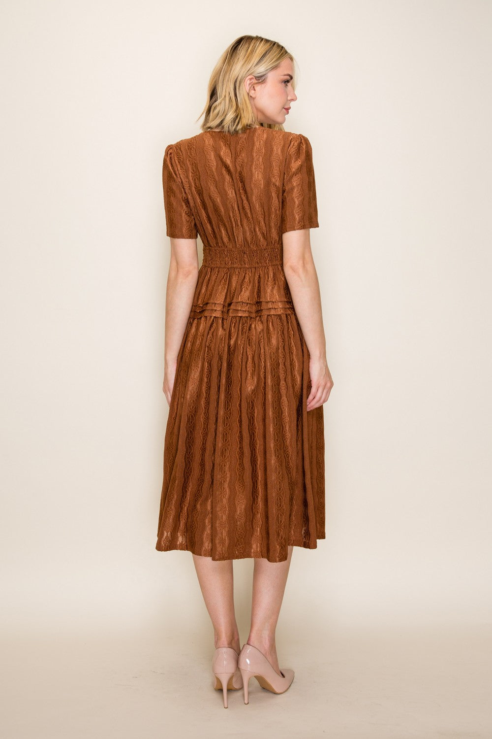 Smocked Waist Tiered Midi Dress