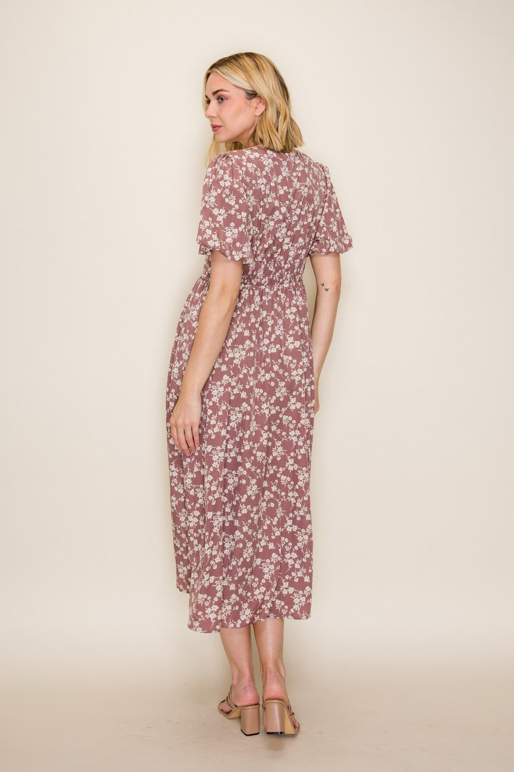 Floral Smocked Waist Midi Dress