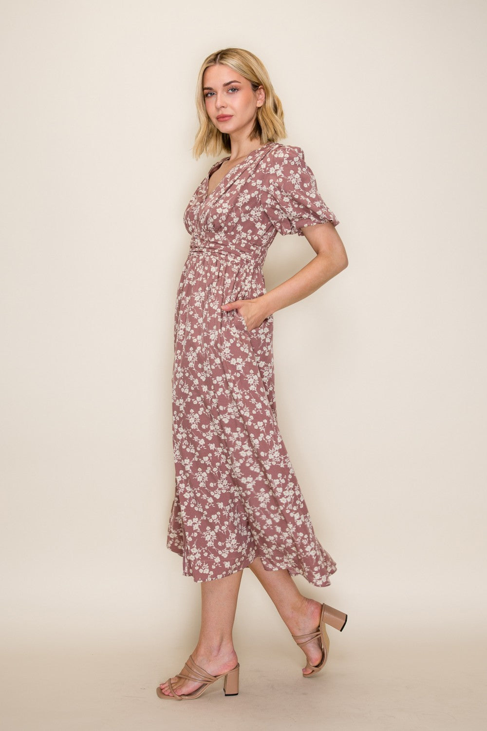 Floral Smocked Waist Midi Dress