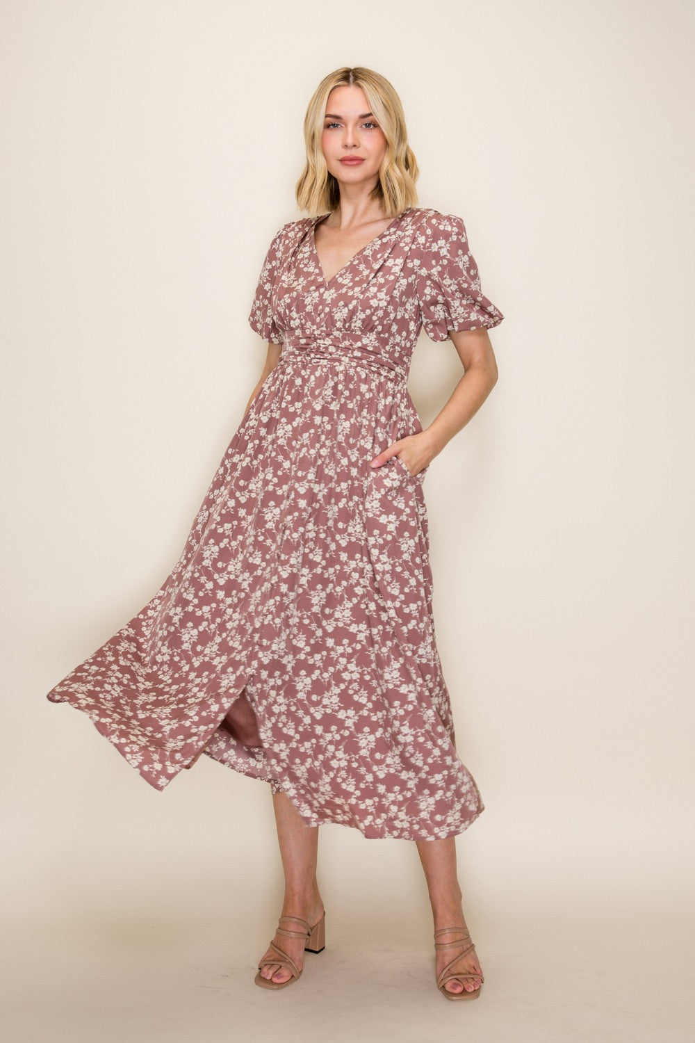 Floral Smocked Waist Midi Dress