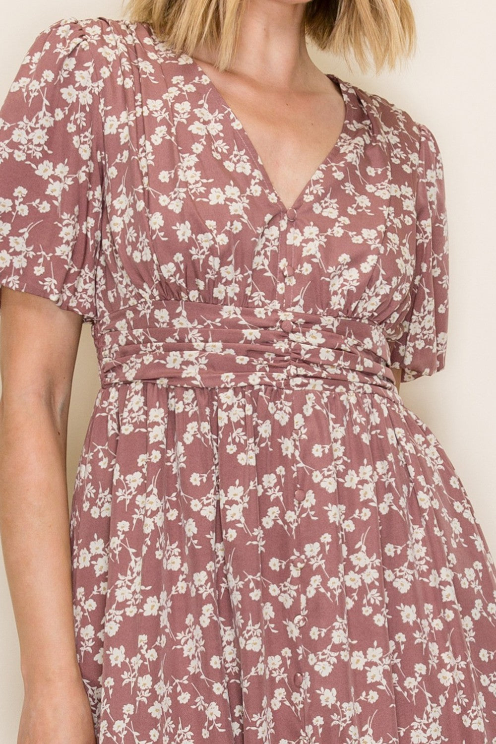 Floral Smocked Waist Midi Dress
