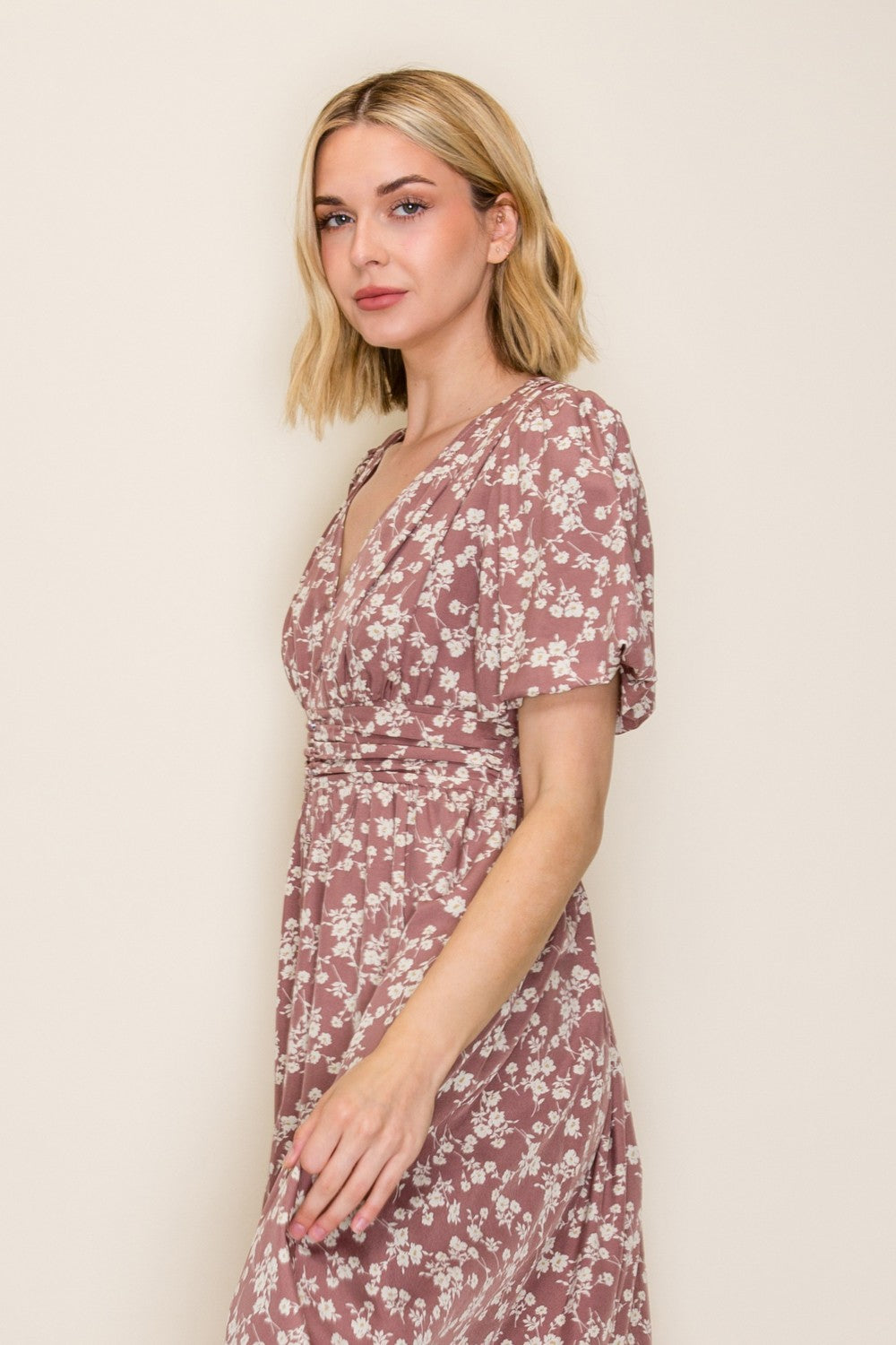 Floral Smocked Waist Midi Dress