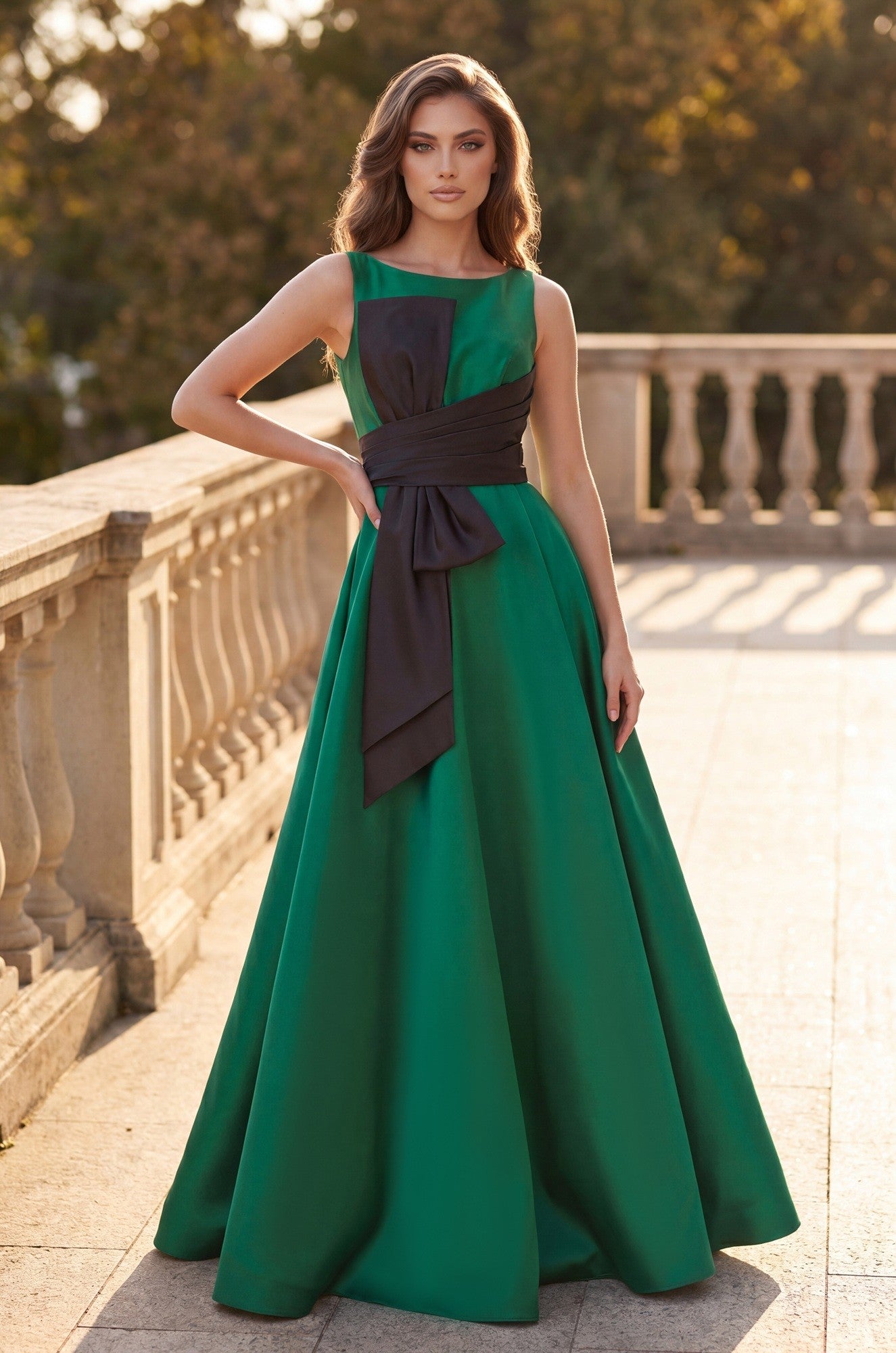 Long Formal Ball Gown With Statement Bow