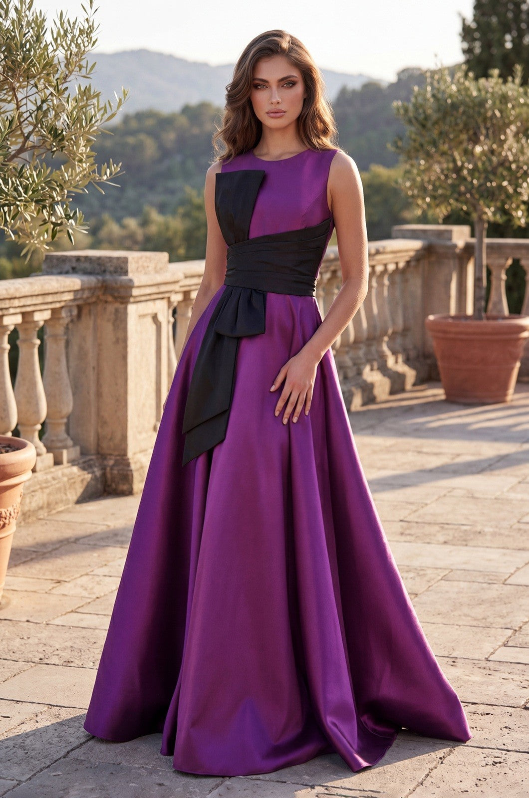 Long Formal Ball Gown With Statement Bow