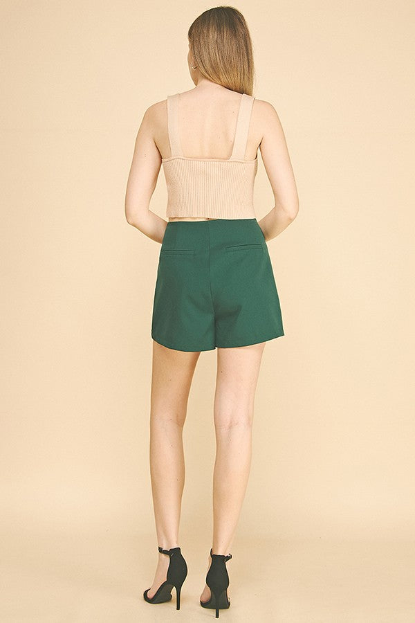Twill Soft Curve Hem Minimalist Wrap Skort