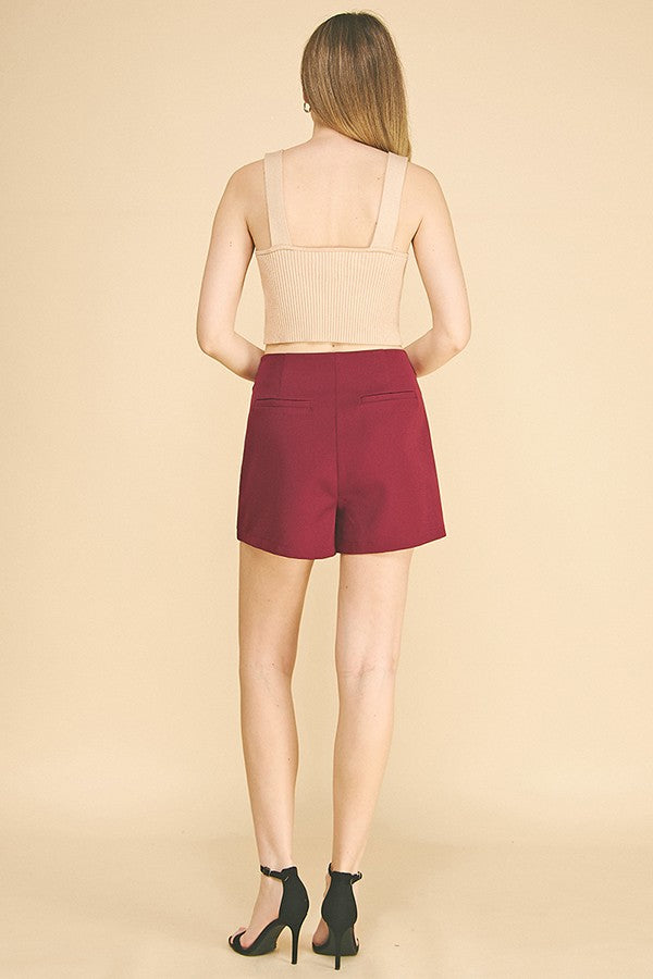 Twill Soft Curve Hem Minimalist Wrap Skort
