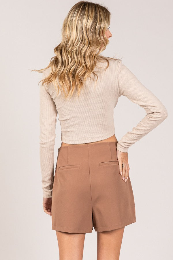 Twill Soft Curve Hem Minimalist Wrap Skort