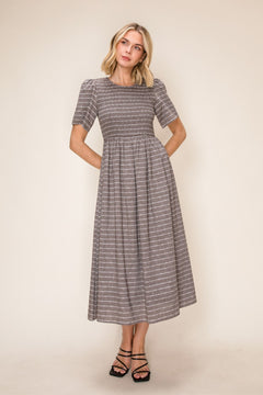Striped Smocked Midi Dress
