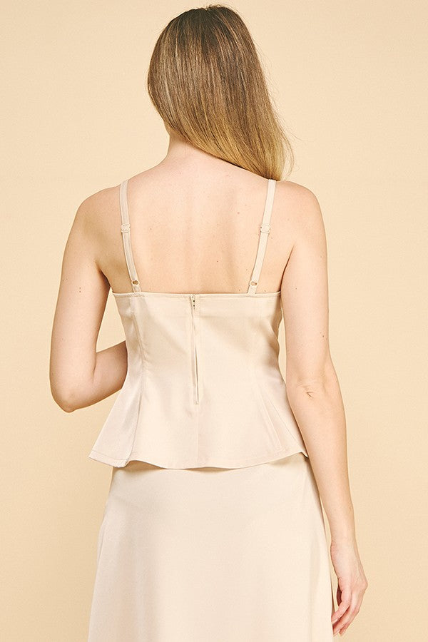Satin Flared Hem Cami Top