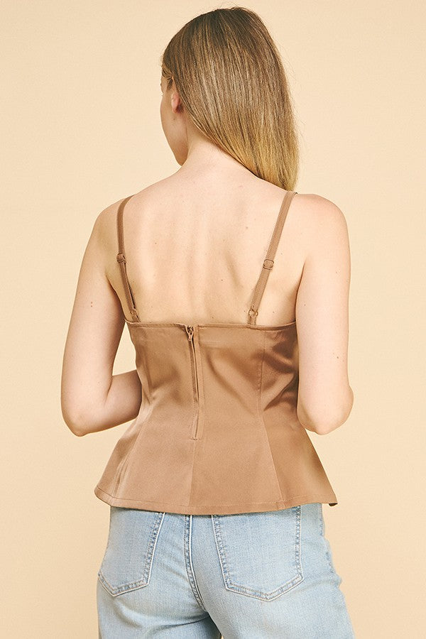 Satin Flared Hem Cami Top