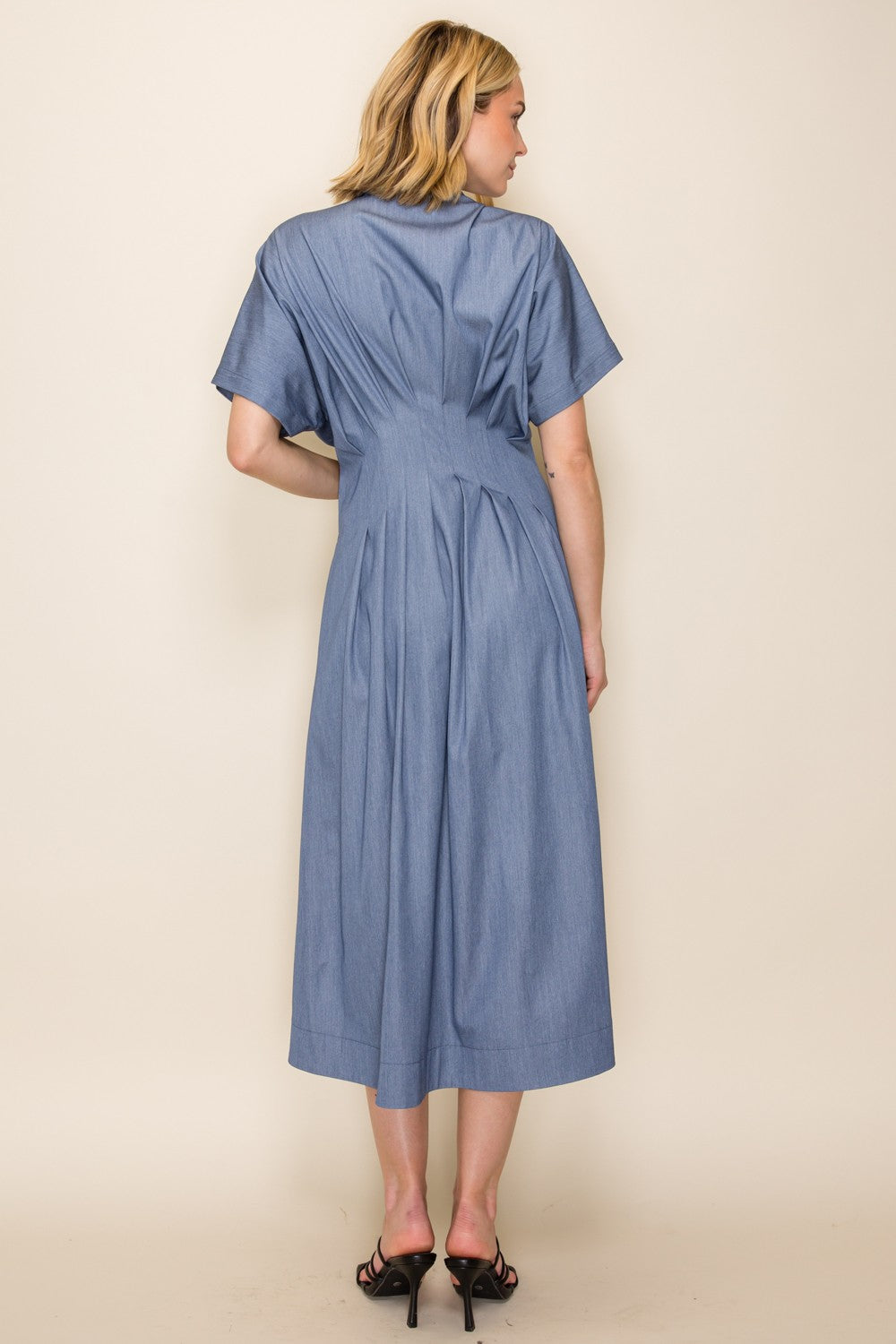Chambray Button Down Midi Dress