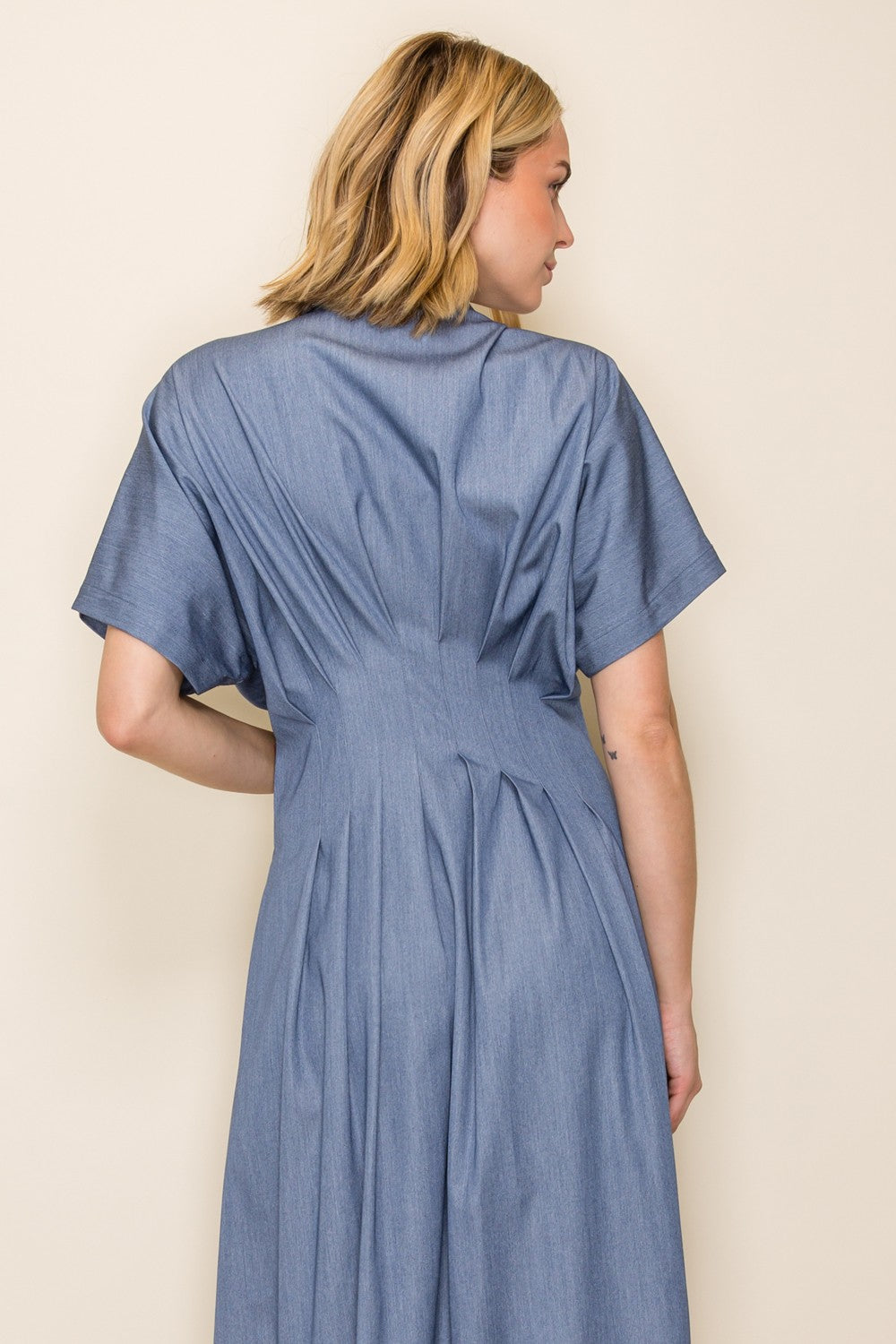 Chambray Button Down Midi Dress