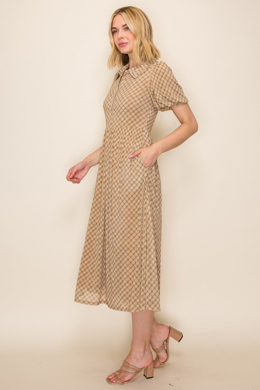 Collared Button-down Midi Dress