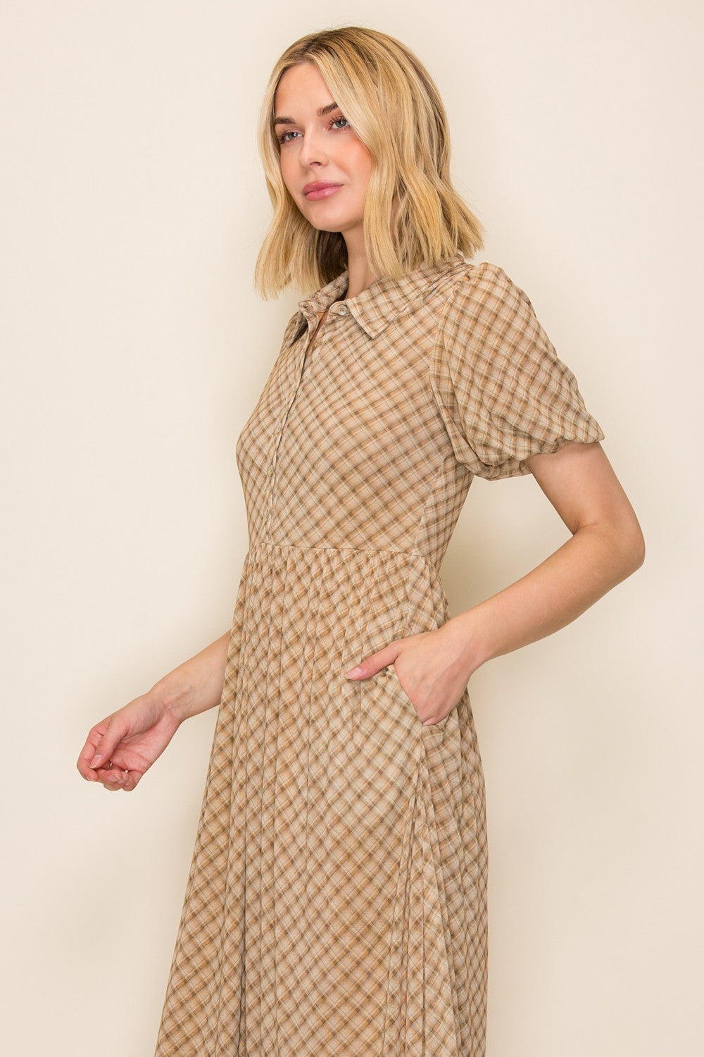 Collared Button-down Midi Dress