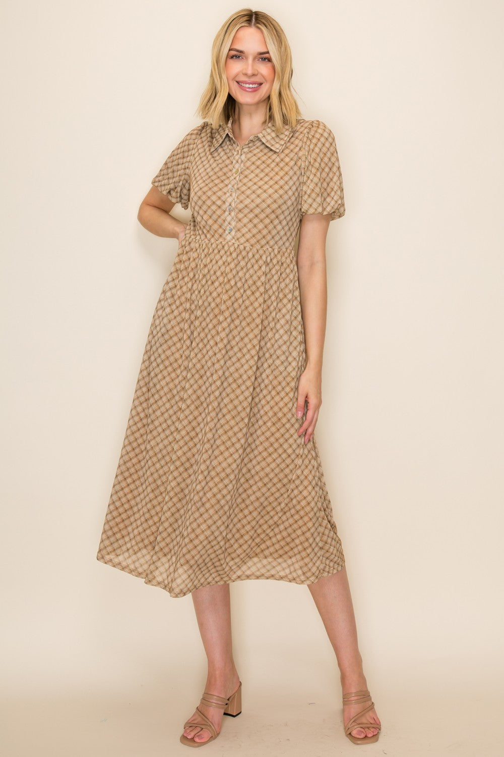 Collared Button-down Midi Dress