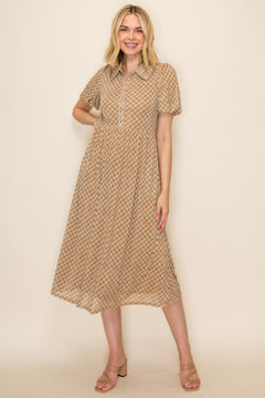 Collared Button-down Midi Dress