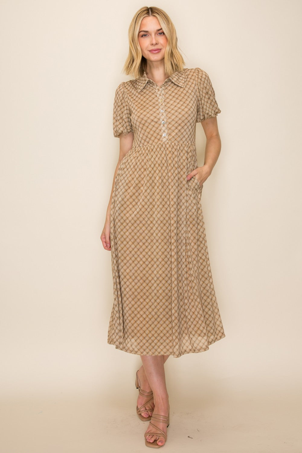 Collared Button-down Midi Dress