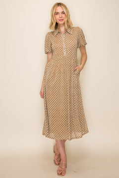 Collared Button-down Midi Dress