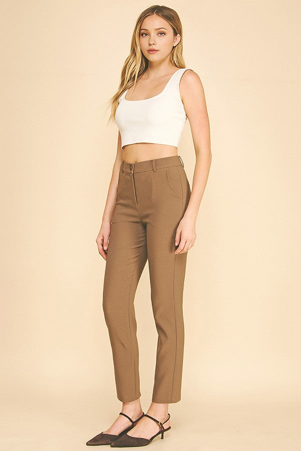 Ponte Tailored Slim Fit Tapered Trousers Pants
