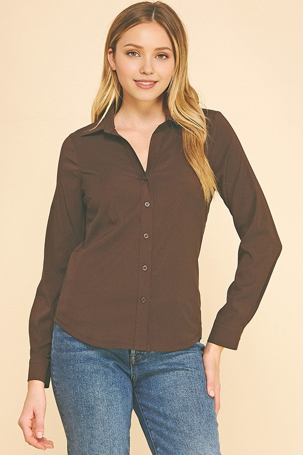 Peplum Slim Tapered Flared Open Collar Dress Shirt Blouse