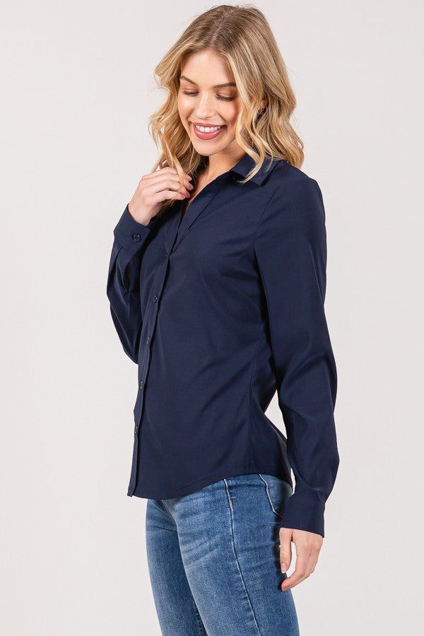 Peplum Slim Tapered Flared Open Collar Dress Shirt Blouse