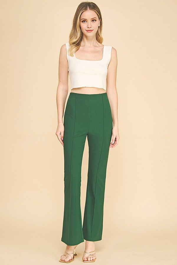 Textured Jersey Stretch Fit Center Stitch Flared Trousers