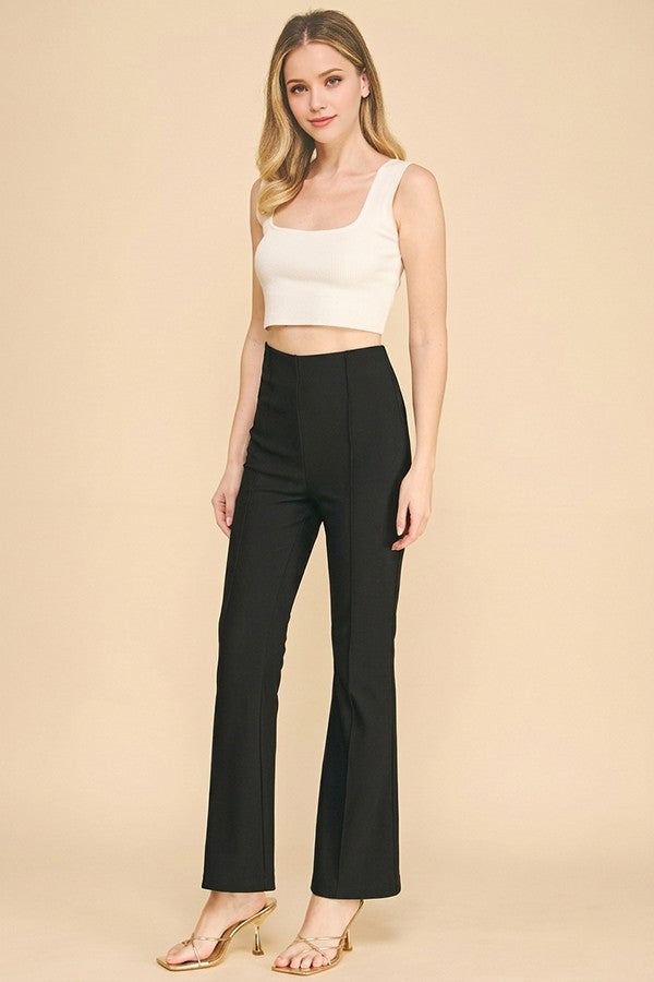Textured Jersey Stretch Fit Center Stitch Flared Trousers
