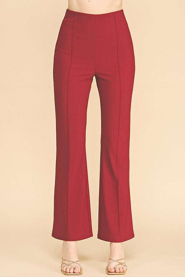 Textured Jersey Stretch Fit Center Stitch Flared Trousers