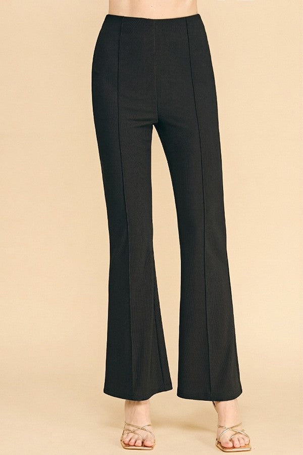 Textured Jersey Stretch Fit Center Stitch Flared Trousers