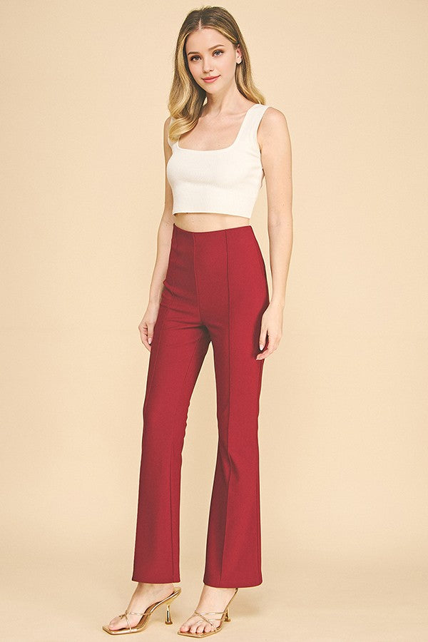 Textured Jersey Stretch Fit Center Stitch Flared Trousers