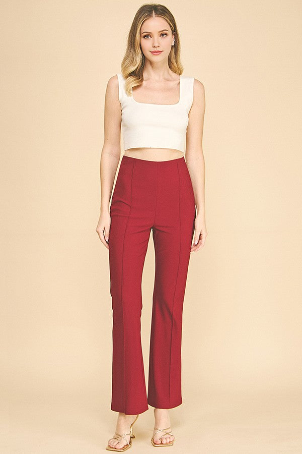 Textured Jersey Stretch Fit Center Stitch Flared Trousers