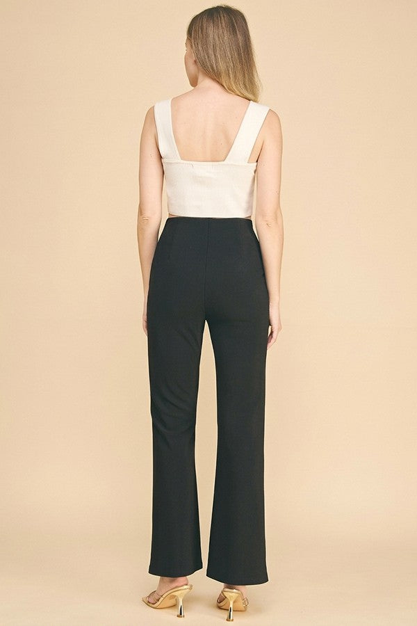Textured Jersey Stretch Fit Center Stitch Flared Trousers
