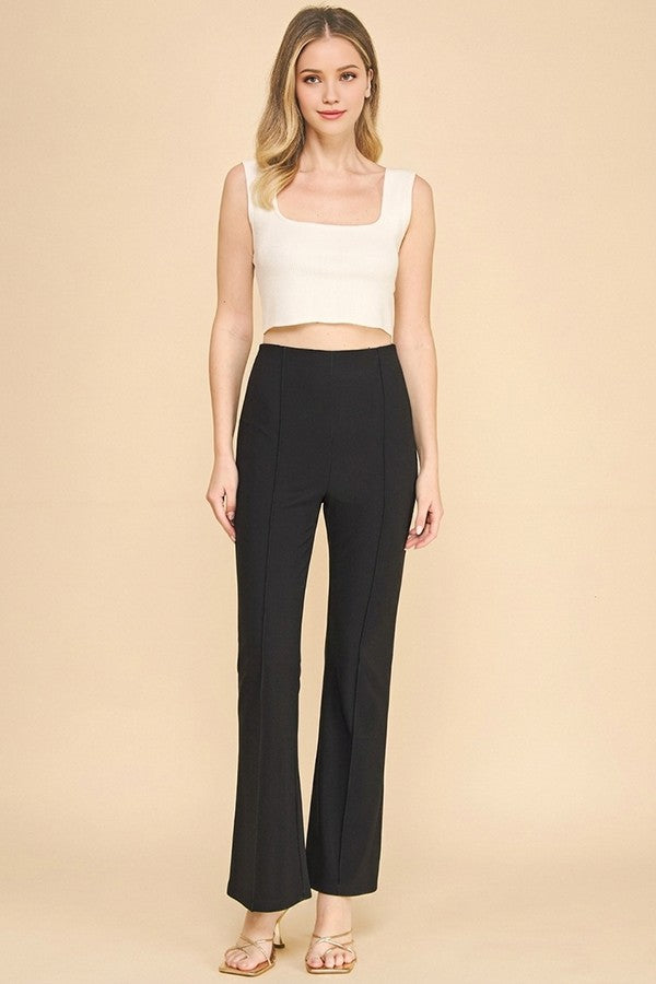 Textured Jersey Stretch Fit Center Stitch Flared Trousers