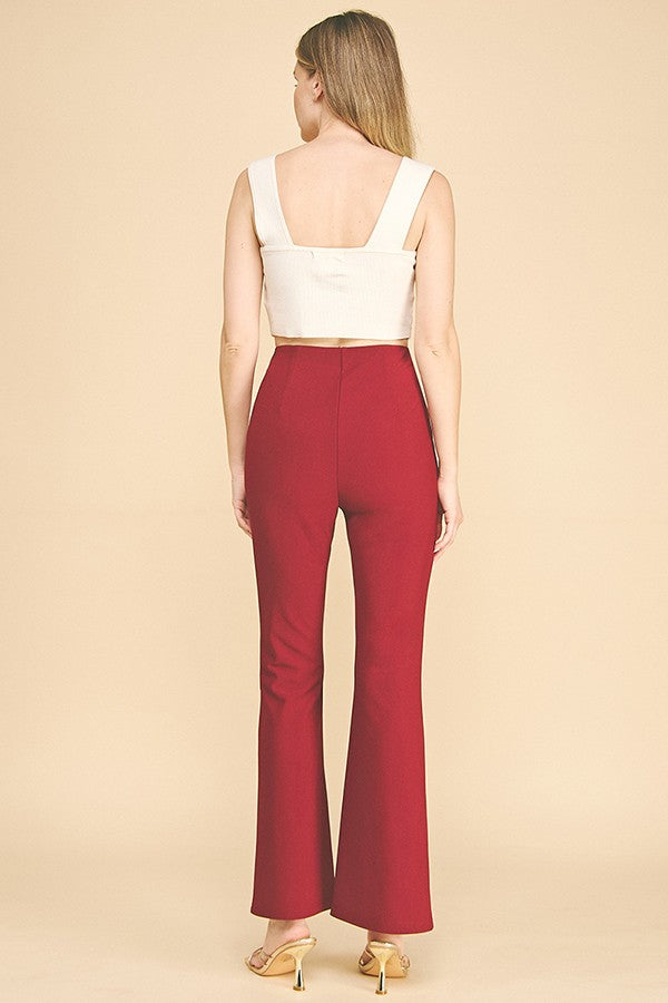 Textured Jersey Stretch Fit Center Stitch Flared Trousers