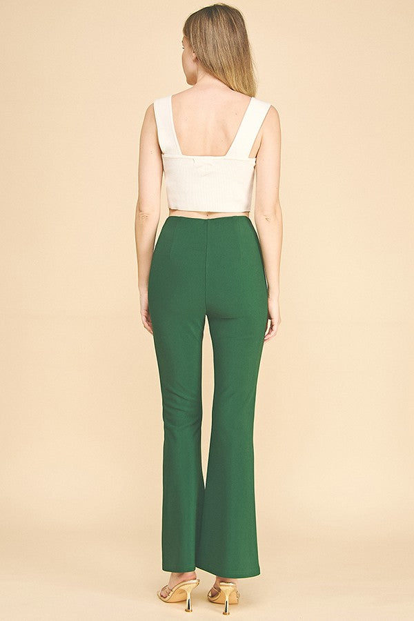 Textured Jersey Stretch Fit Center Stitch Flared Trousers