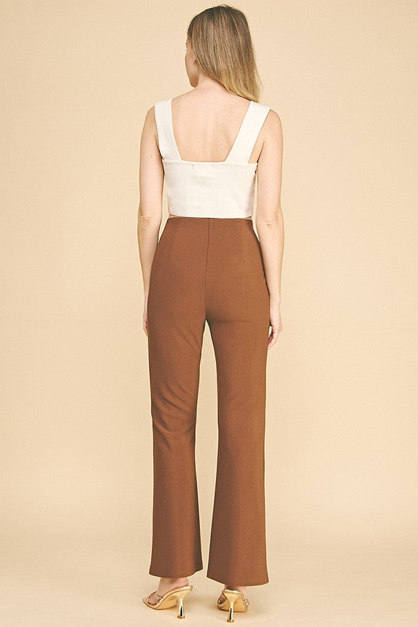 Textured Jersey Stretch Fit Center Stitch Flared Trousers