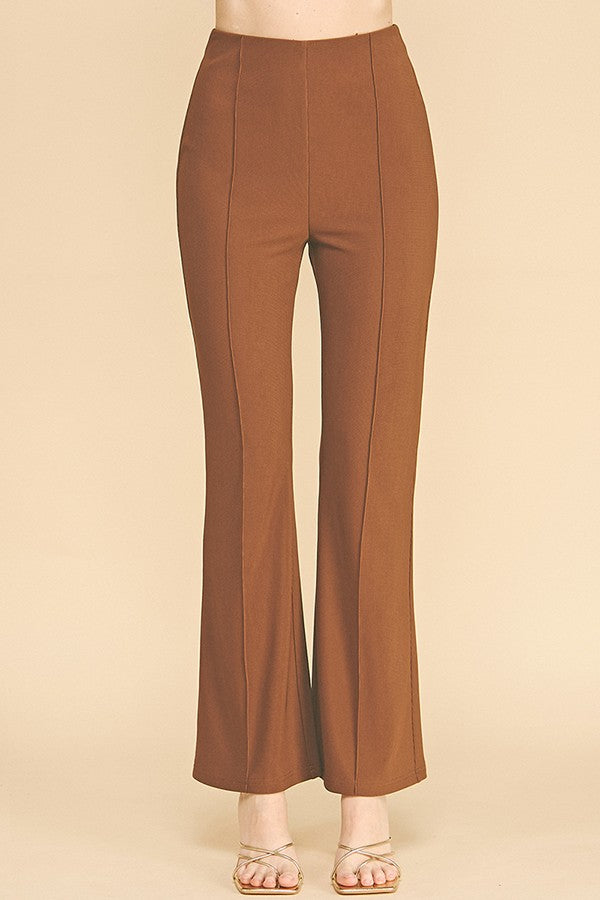 Textured Jersey Stretch Fit Center Stitch Flared Trousers