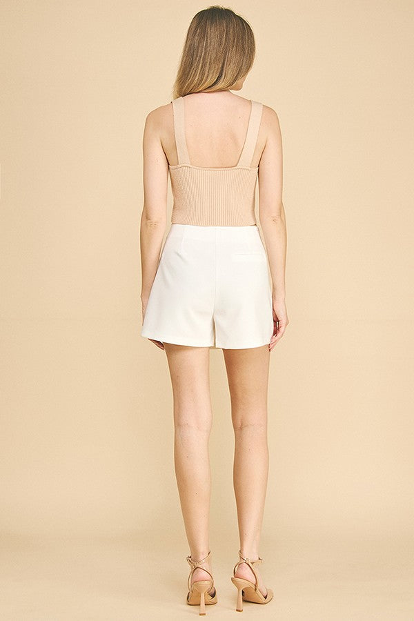 Twill Pin Trim Button Wrap Skort