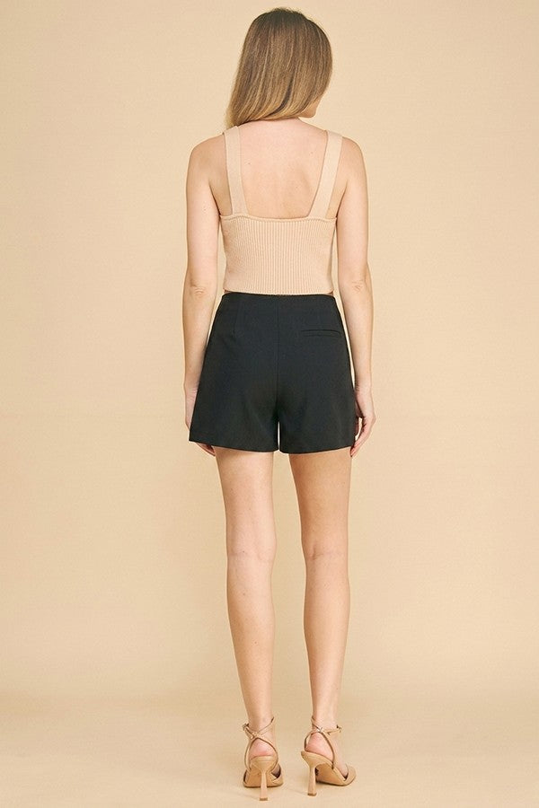 Twill Pin Trim Button Wrap Skort