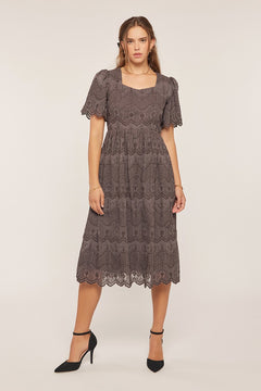 Embroidered Chiffon Midi Dress