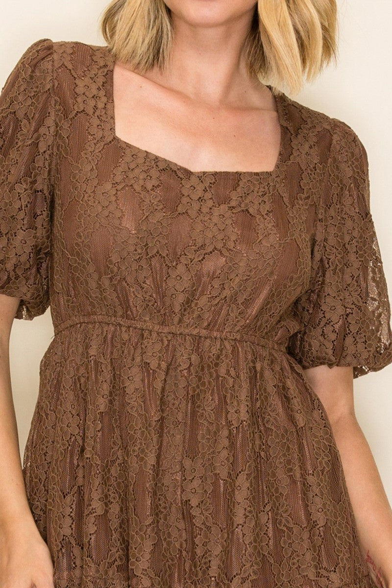 Floral Lace Tiered Midi Dress
