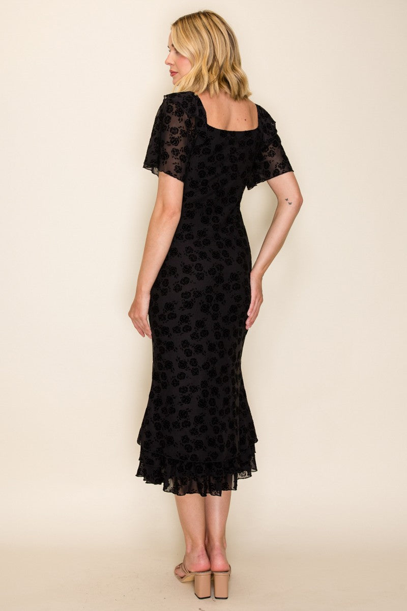 Velvet Bodycon Mesh Dress