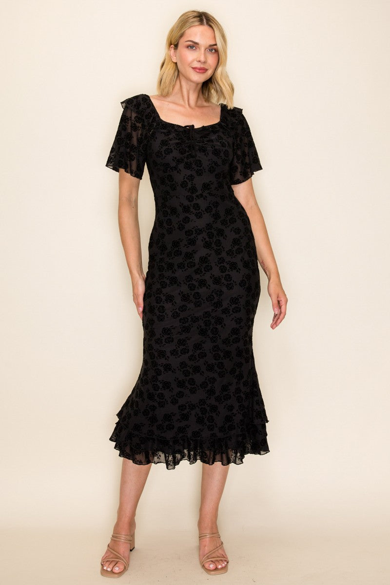 Velvet Bodycon Mesh Dress