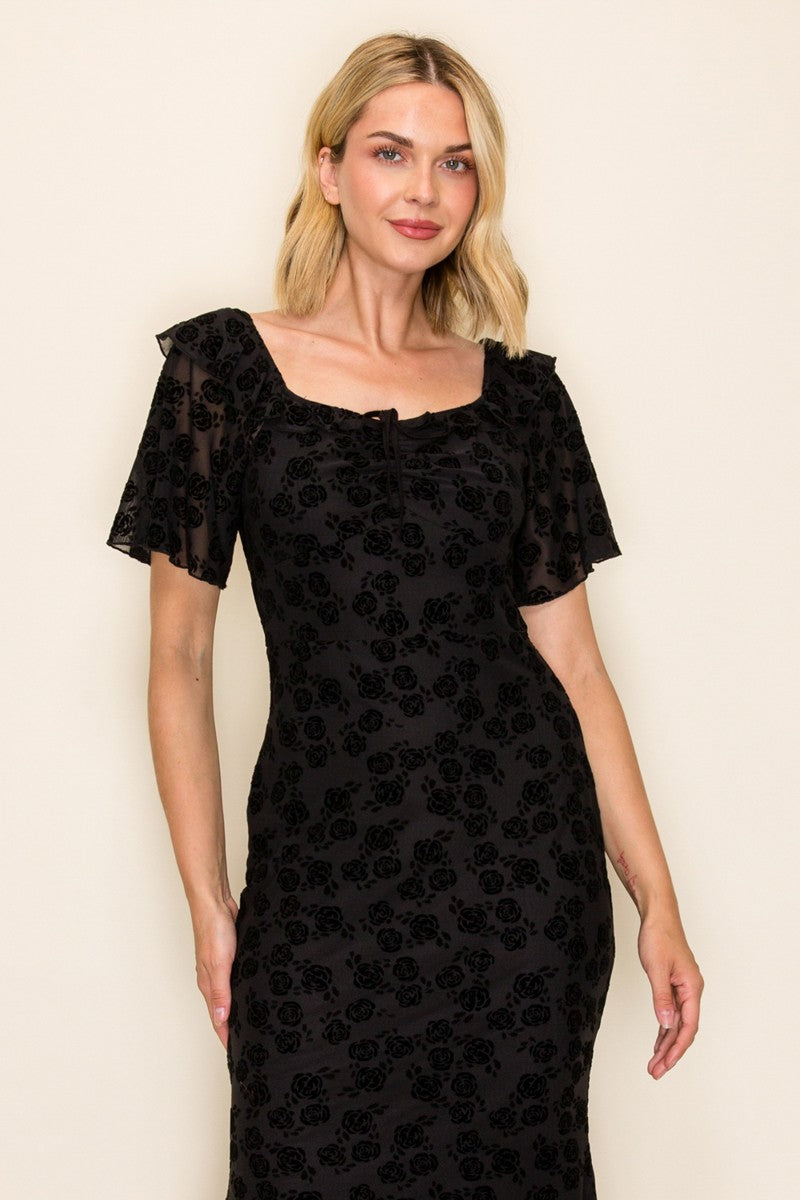 Velvet Bodycon Mesh Dress