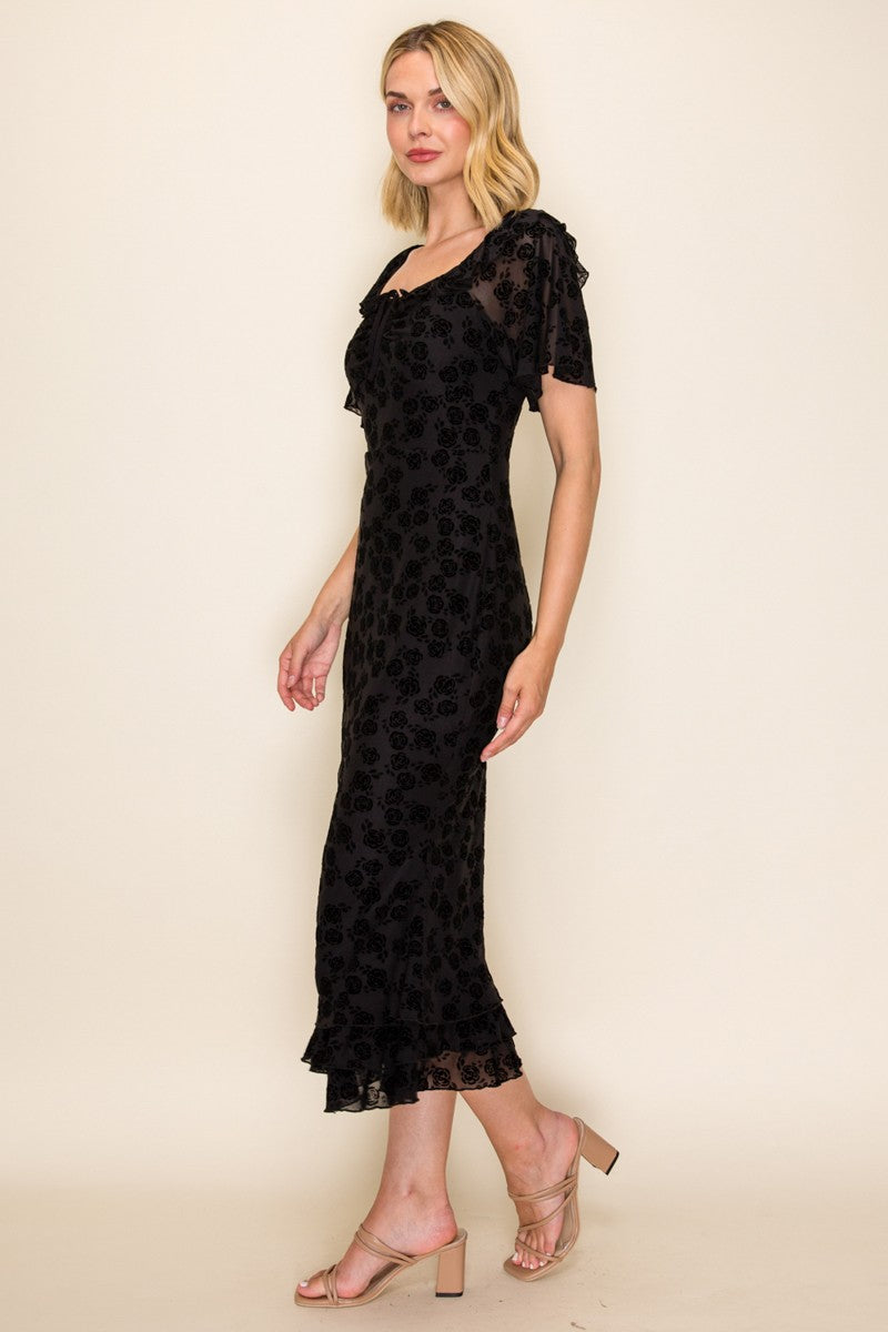 Velvet Bodycon Mesh Dress