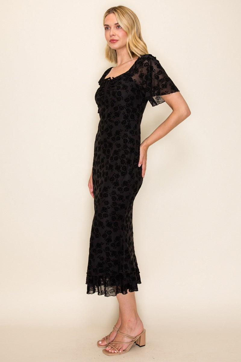 Velvet Bodycon Mesh Dress