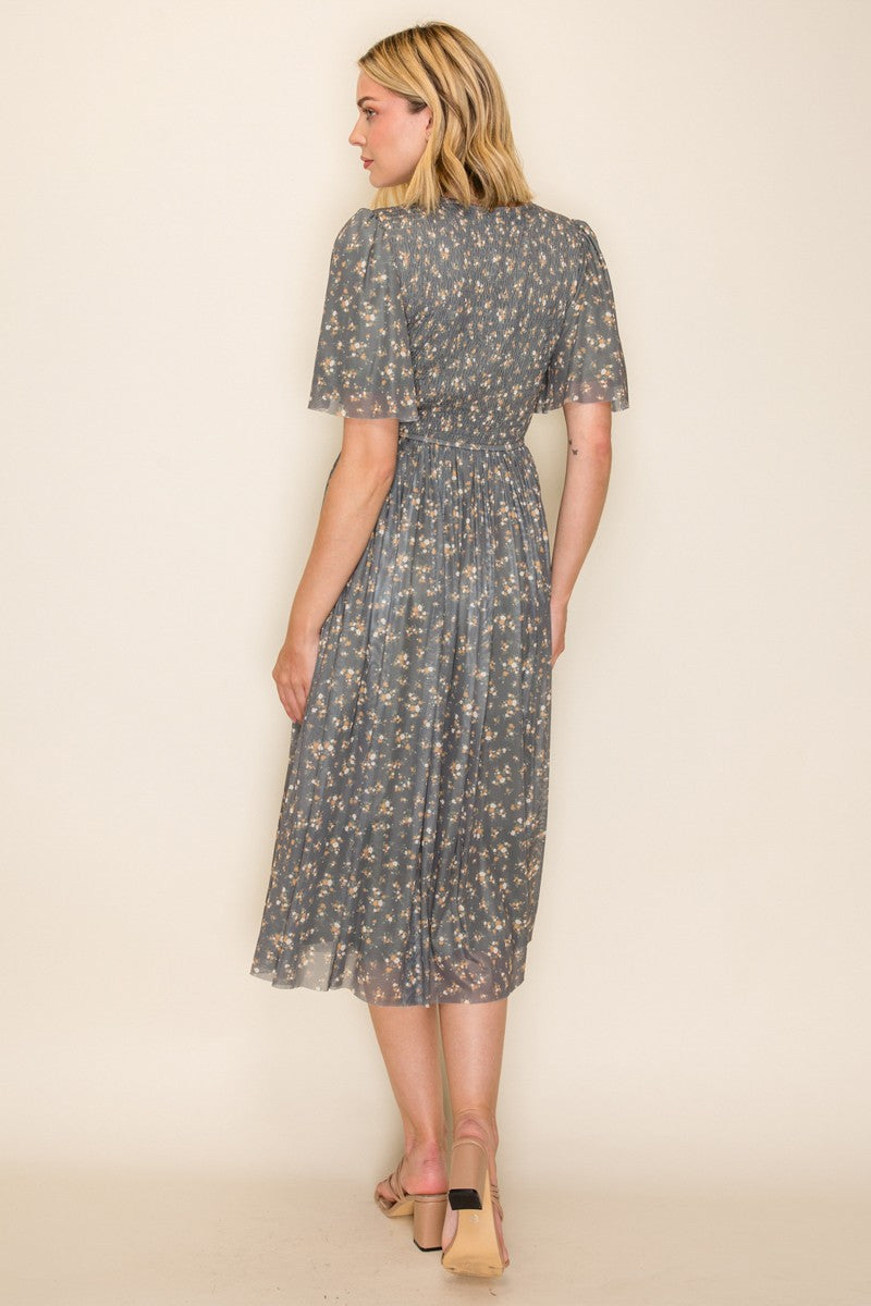 Smocked Bodice Floral Dress