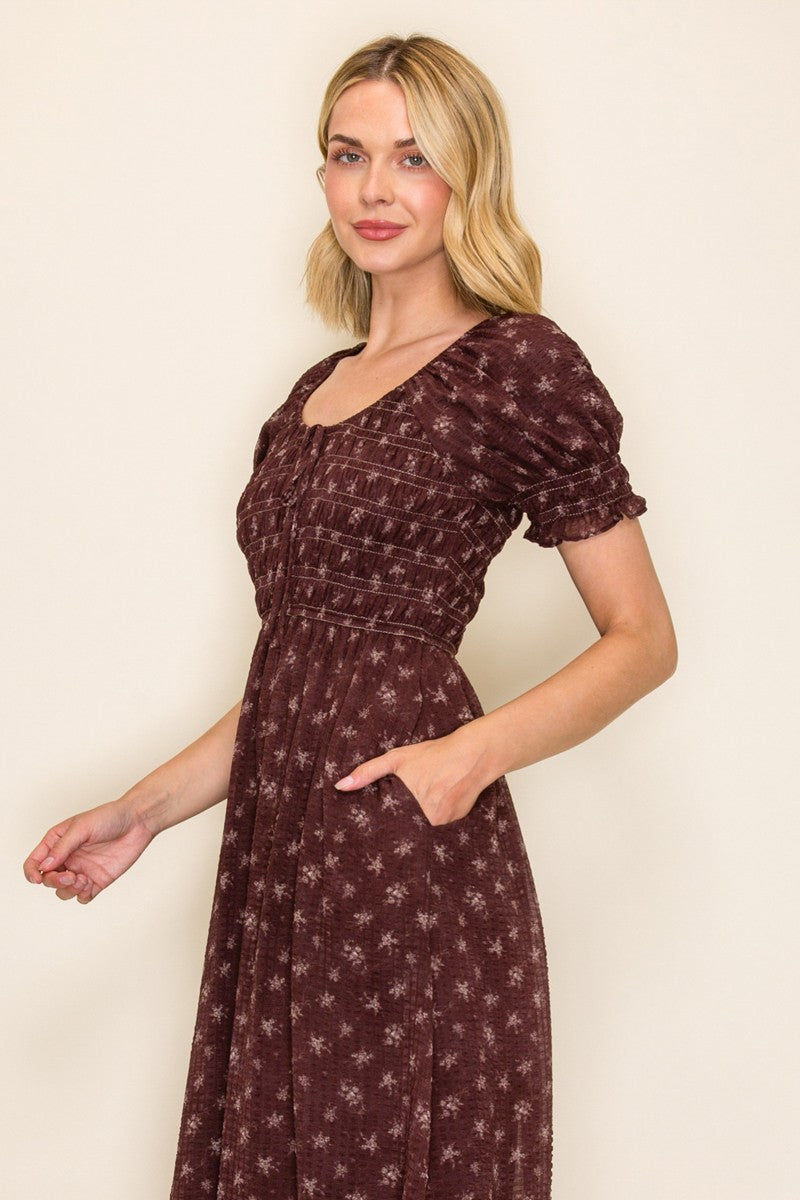 Floral Smocked Midi Dress