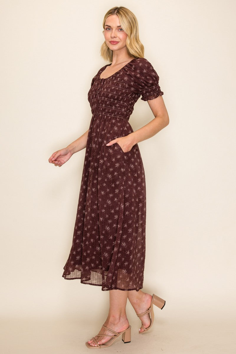 Floral Smocked Midi Dress
